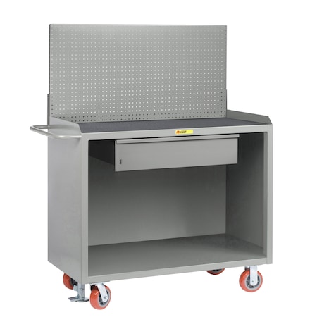 Little Giant Mobile Bench Cabinets, 36"W, HD Drawer, Non-Slip Vinyl Mat, Pegboard MM-2436-HDFL-PB